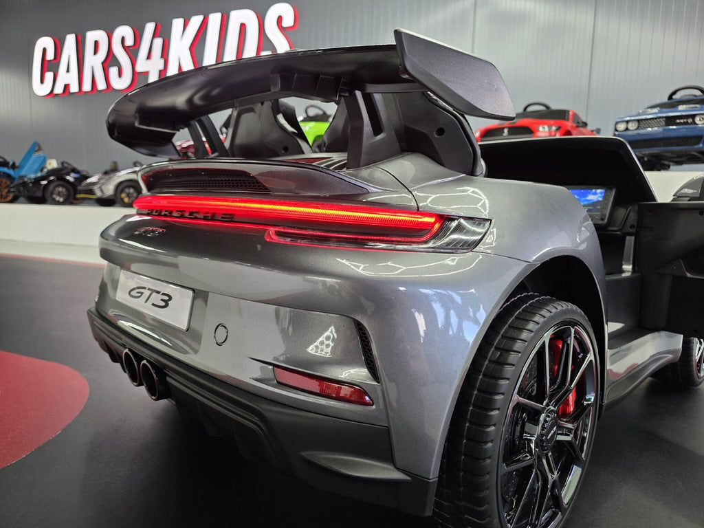 Porsche 911 GT3 24-volt elektrische kinderauto metallic grijs