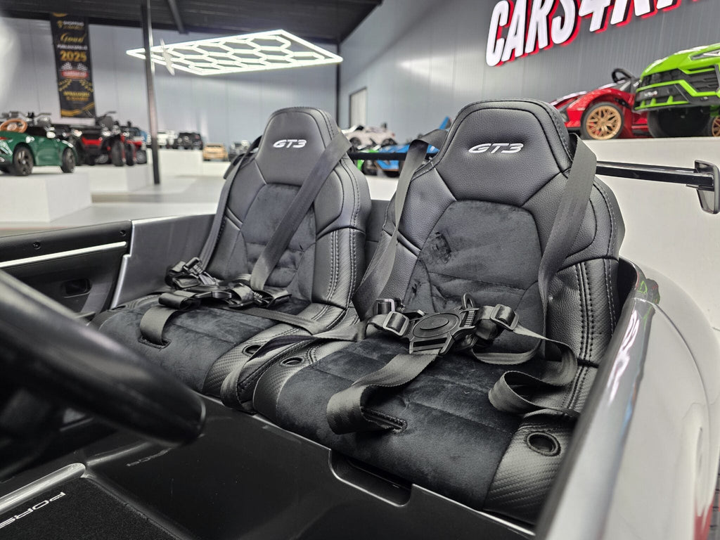 Porsche 911 GT3 24-volt elektrische kinderauto metallic grijs