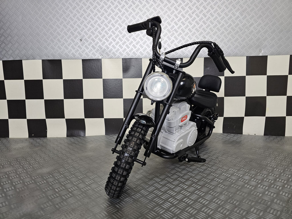Black 24V Electric Chopper for Kids – Ride-On Motorcycle with Realistic Cruiser Design