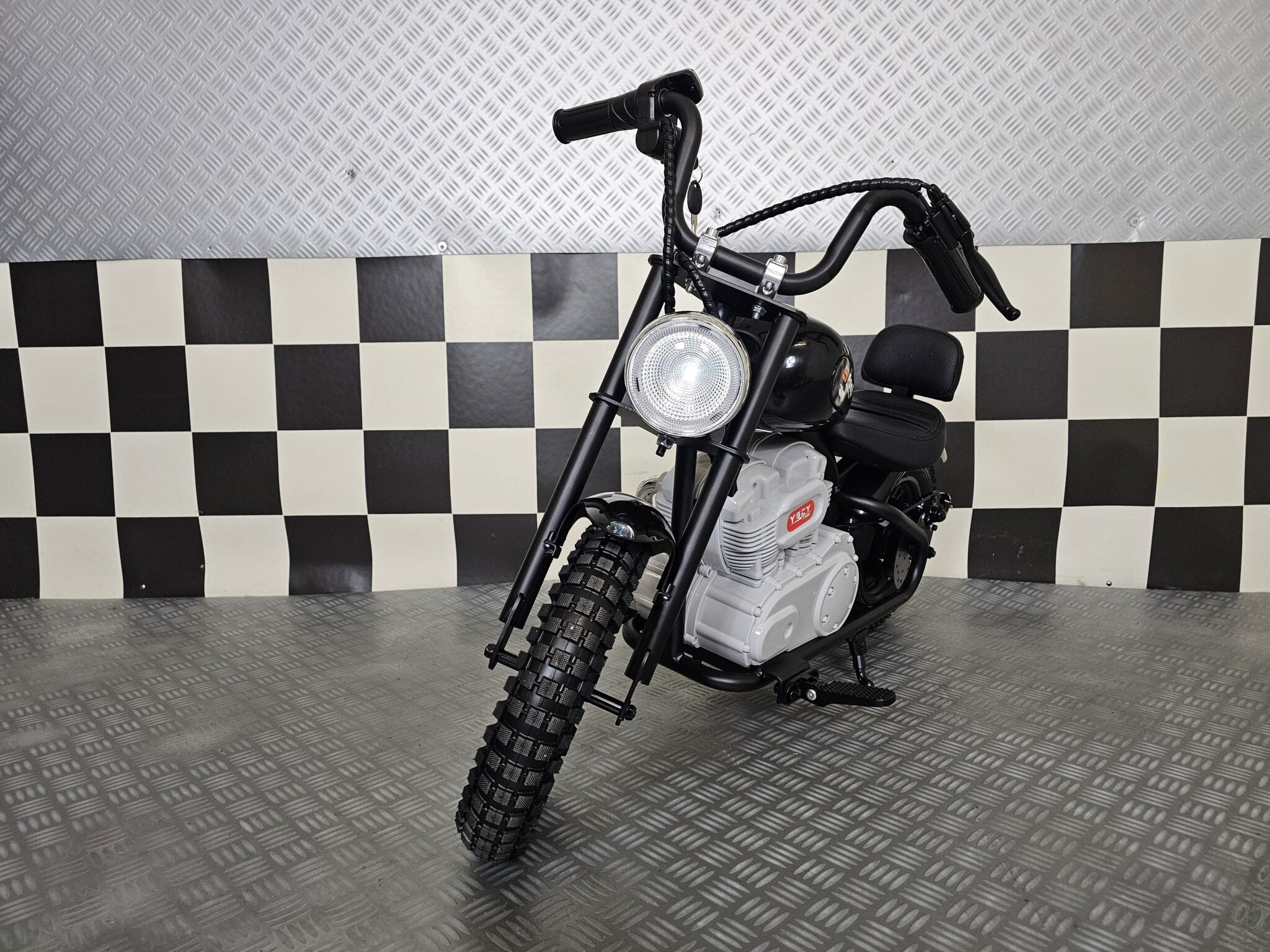 Black 24V Electric Chopper for Kids – Ride-On Motorcycle with Realistic Cruiser Design
