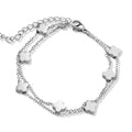 Bracelet double chaîne trèfle argenté