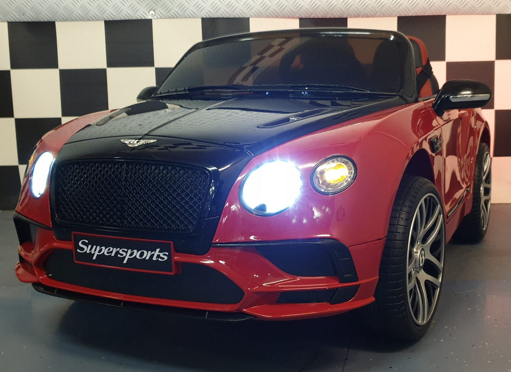 Bentley Continental Battery-Powered Kids Car Black/Red – 12V Electric Ride-On with Remote Control (1.5-Seater)