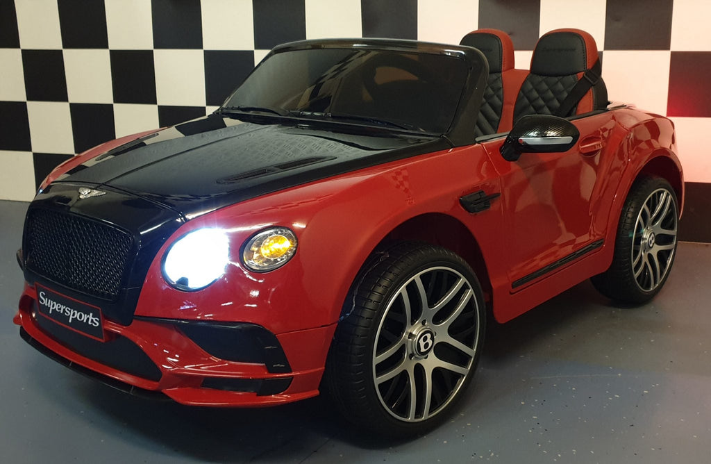 Bentley Continental Battery-Powered Kids Car Black/Red – 12V Electric Ride-On with Remote Control (1.5-Seater)
