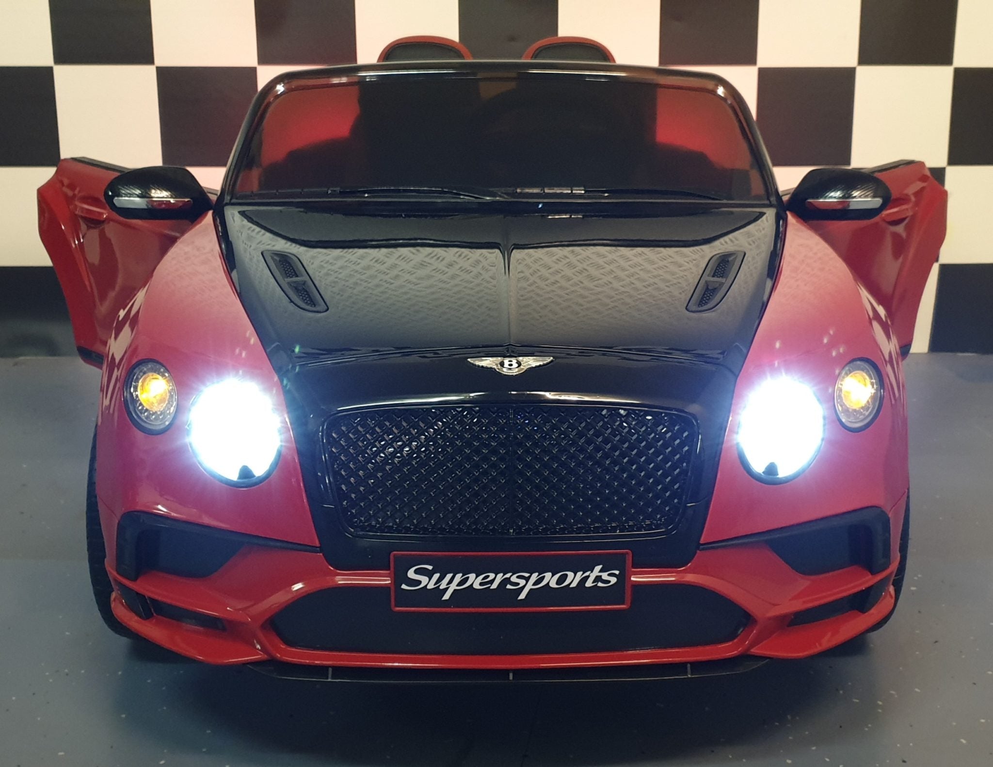 Bentley Continental Battery-Powered Kids Car Black/Red – 12V Electric Ride-On with Remote Control (1.5-Seater)