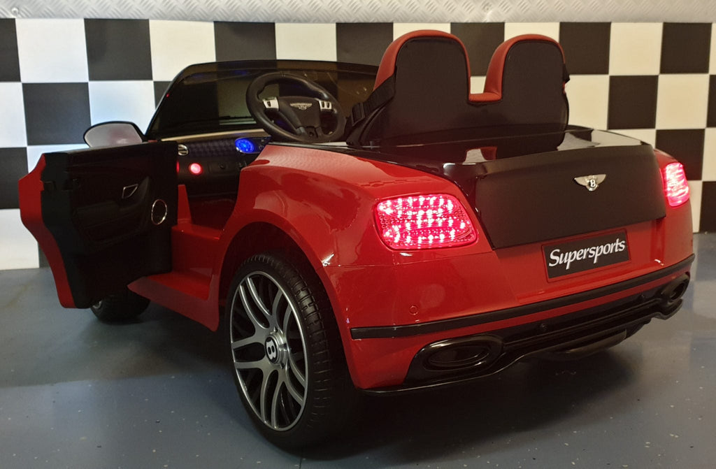 Bentley Continental Battery-Powered Kids Car Black/Red – 12V Electric Ride-On with Remote Control (1.5-Seater)