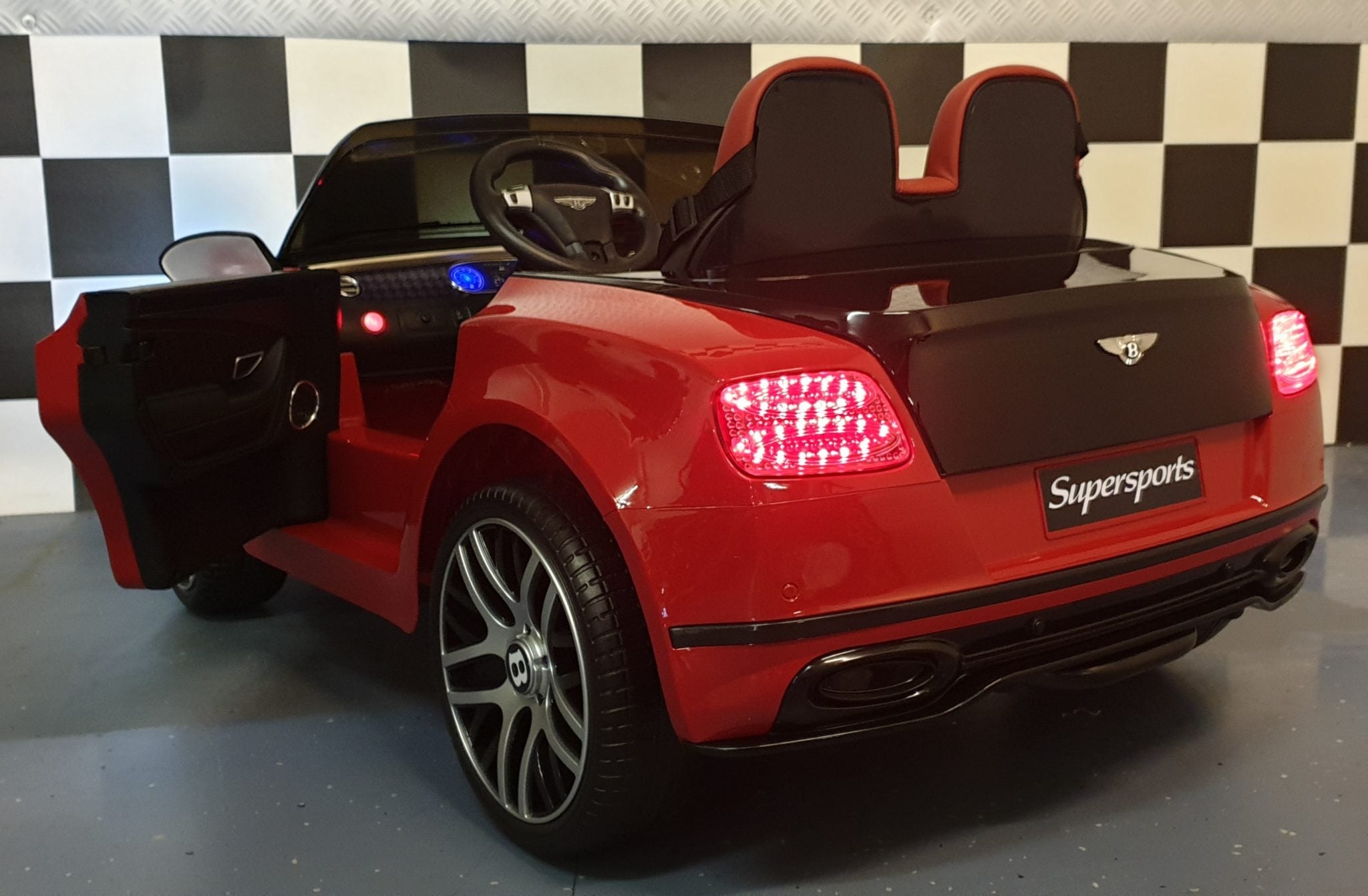 Bentley Continental Battery-Powered Kids Car Black/Red – 12V Electric Ride-On with Remote Control (1.5-Seater)