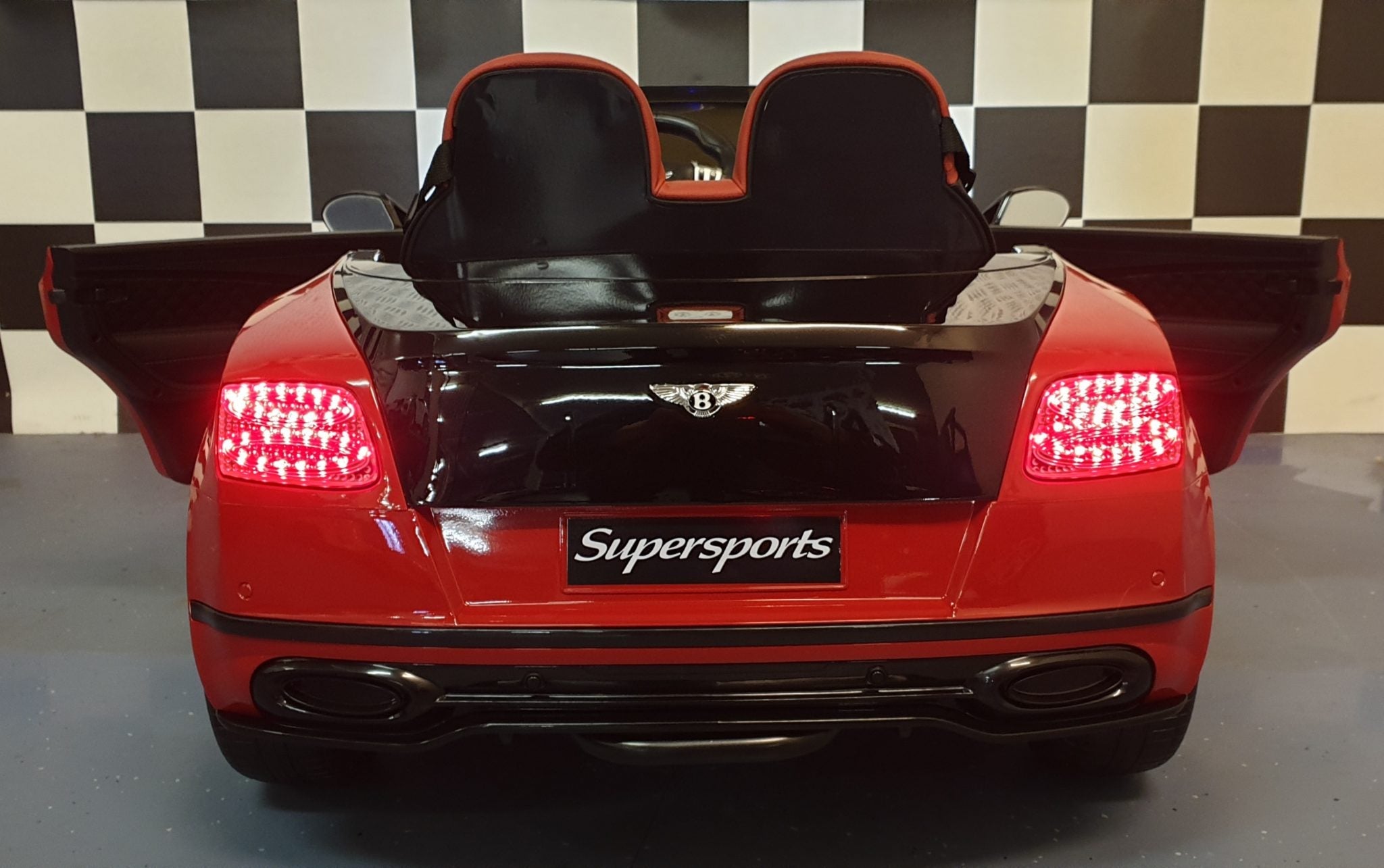 Bentley Continental Battery-Powered Kids Car Black/Red – 12V Electric Ride-On with Remote Control (1.5-Seater)